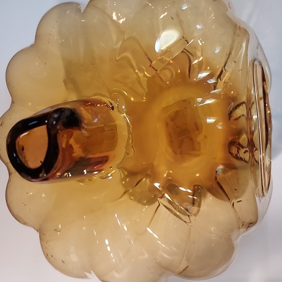 Amber art glass pumpkin votive candle holder - Picture 3 of 6